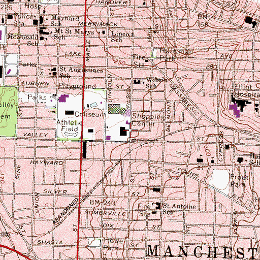 Topographic Map of New Hampshire Employment Security Department, NH