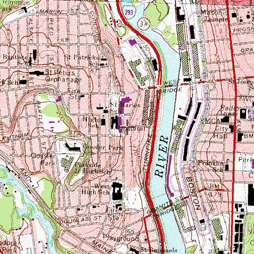 Topographic Map of Optima Psychiatric Institute, NH