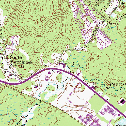 Topographic Map of Pennichuck Square Shopping Center, NH