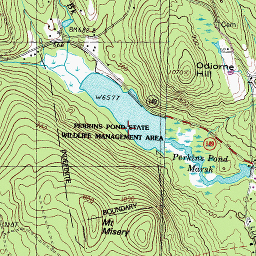 Topographic Map of Perkins Pond State Wildlife Management Area, NH
