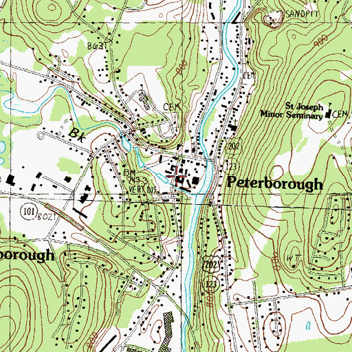Topographic Map of Peterborough Post Office, NH