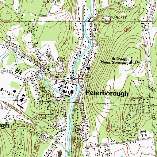 Topographic Map of Peterborough Town Hall, NH