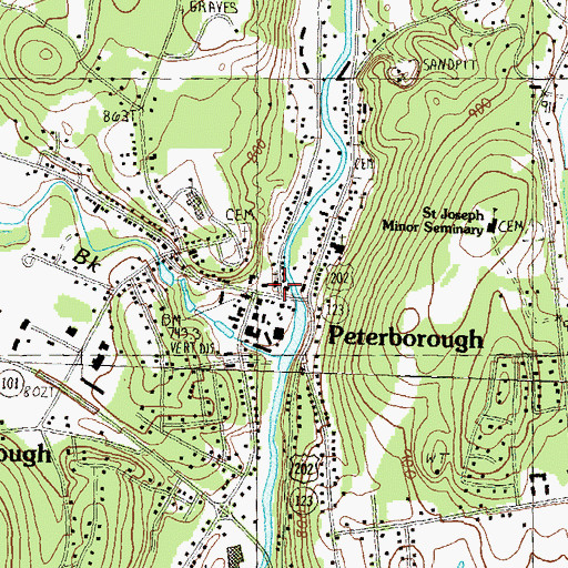 Topographic Map of Petersborough Unitarian Church, NH