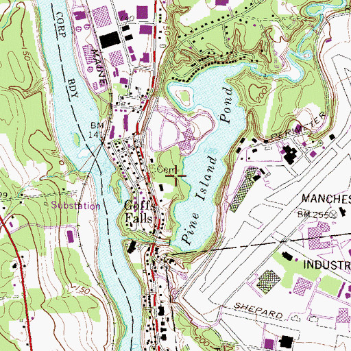 Topographic Map of Pine Island Park, NH