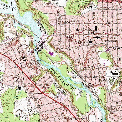 Topographic Map of Piscataquog River Park, NH