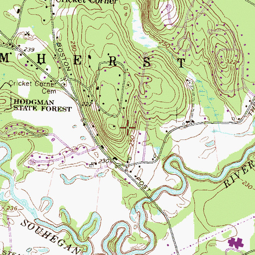 Topographic Map of Ponemah Bog Wildlife Refuge, NH