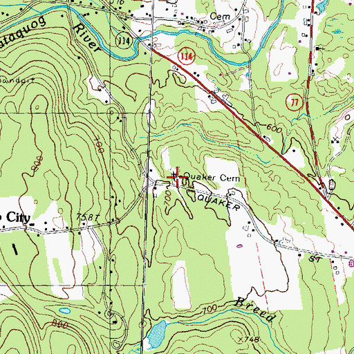 Topographic Map of Quaker Church (historical), NH