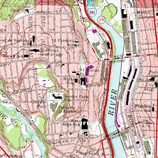 Topographic Map of Riviere Center School, NH