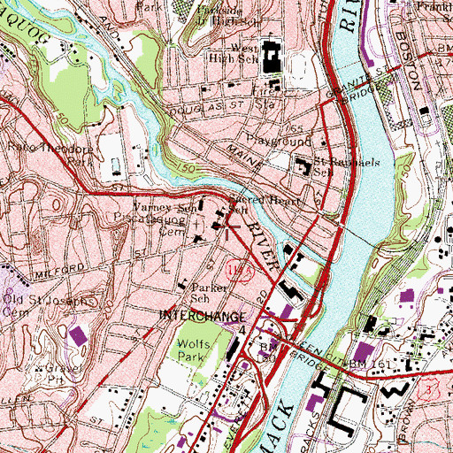 Topographic Map of Sacred Heart Roman Catholic Church, NH