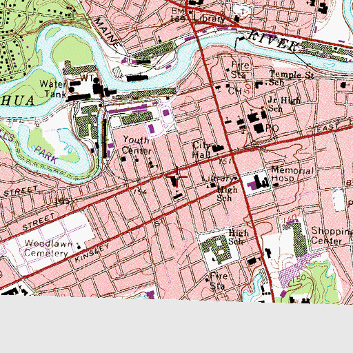 Topographic Map of Saint Aloysius Parish Church, NH