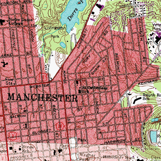 Topographic Map of Saint Catherine Roman Catholid Church, NH