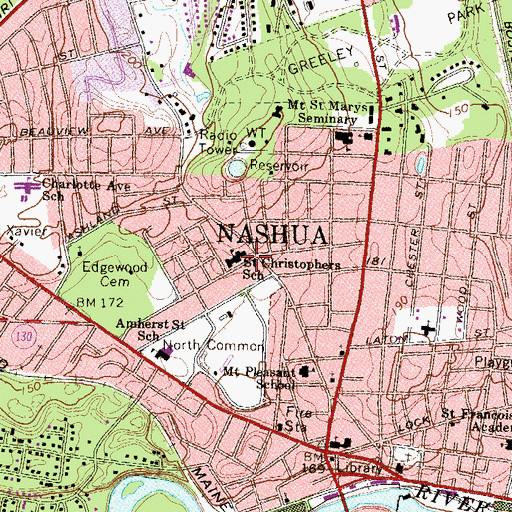 Topographic Map of Saint Christophers Church, NH