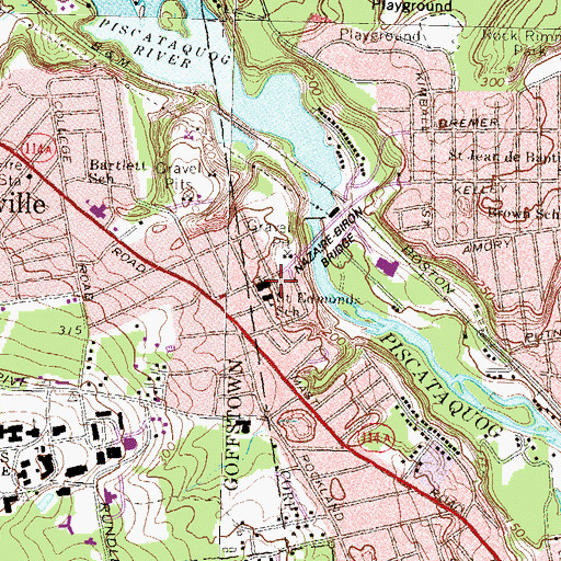 Topographic Map of Saint Edmond Roman Catholic Church, NH