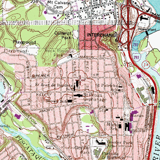 Topographic Map of Saint John the Baptist Roman Catholic Church, NH