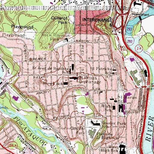 Topographic Map of Saint Peters School, NH