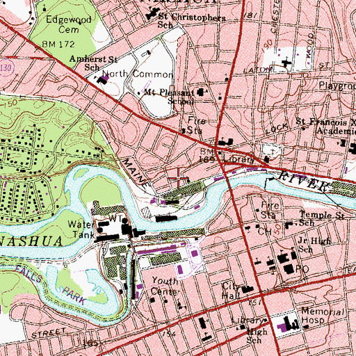 Topographic Map of Saint Stanislaus Parish Church, NH
