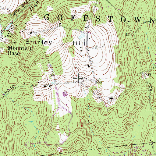 Topographic Map of Shirley Hill Cemetery, NH