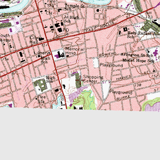 Topographic Map of Simoneau Plaza Shopping Center, NH