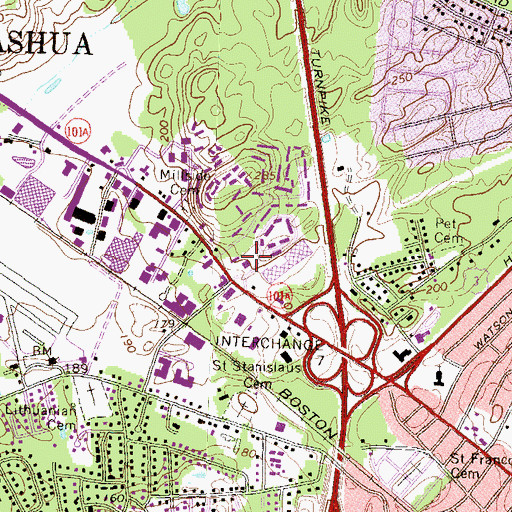 Topographic Map of Somerset Plaza Shopping Center, NH