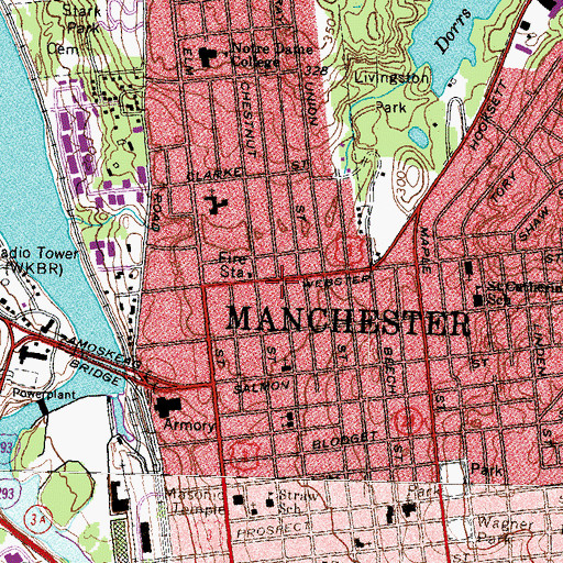 Topographic Map of State Teachers School (historical), NH