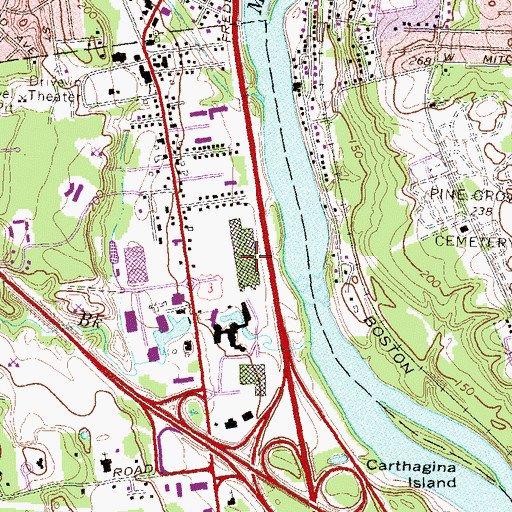 Topographic Map of The Bedford Mall Shopping Center, NH