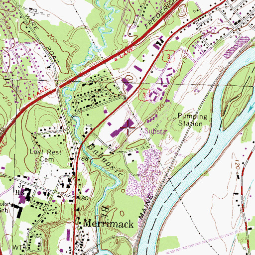 Topographic Map of The Commons Shopping Center, NH