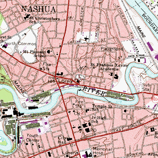 Topographic Map of Unitarian Universalist Church of Nashua, NH