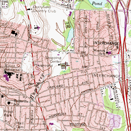 Topographic Map of Victor Plaza Shopping Center, NH