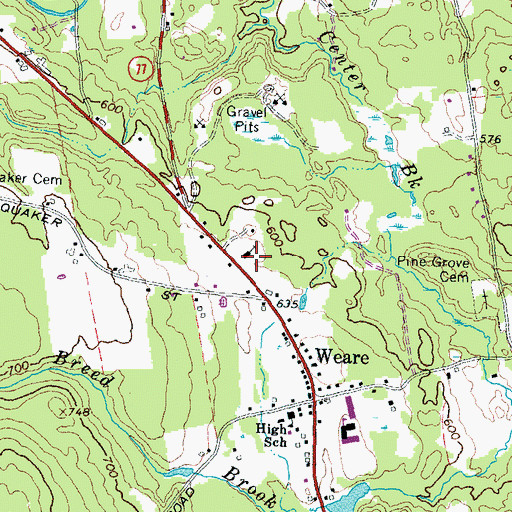 Topographic Map of Weare Bible Baptist Church, NH