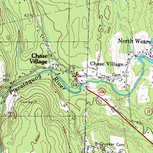 Topographic Map of Weare Congregational Church, NH