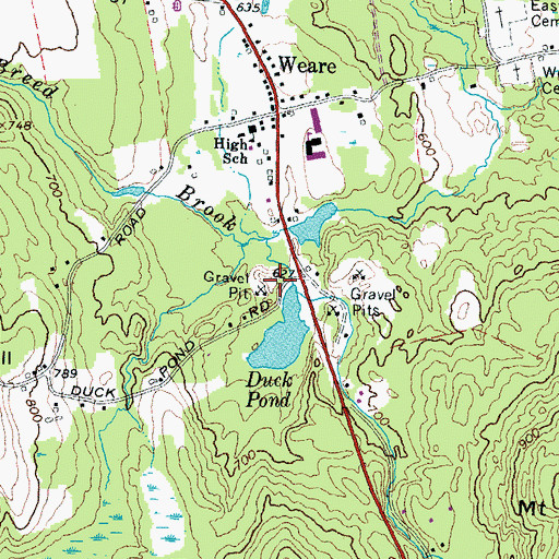 Topographic Map of Weare Post Office, NH