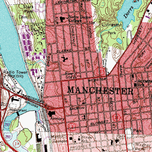 Topographic Map of Manchester Fire Department Station 5, NH