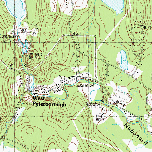 Topographic Map of West Peterborough Post Office, NH