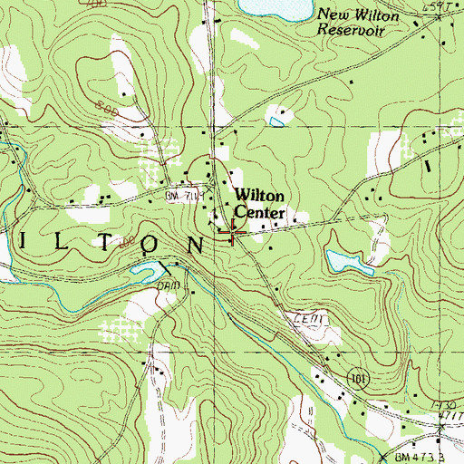 Topographic Map of Wilton Center Town House, NH