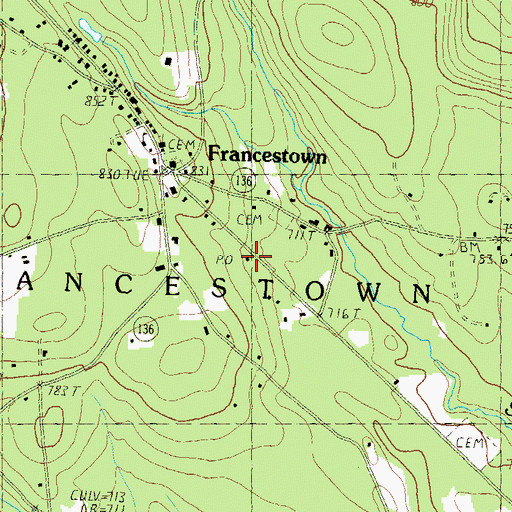 Topographic Map of Francestown Post Office, NH