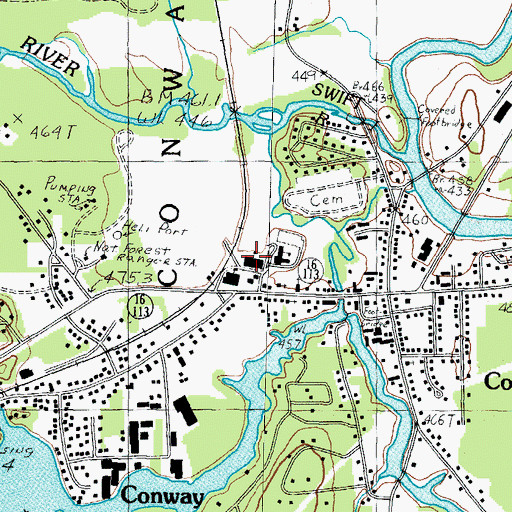 Topographic Map of A Crosby Kennett Middle School, NH
