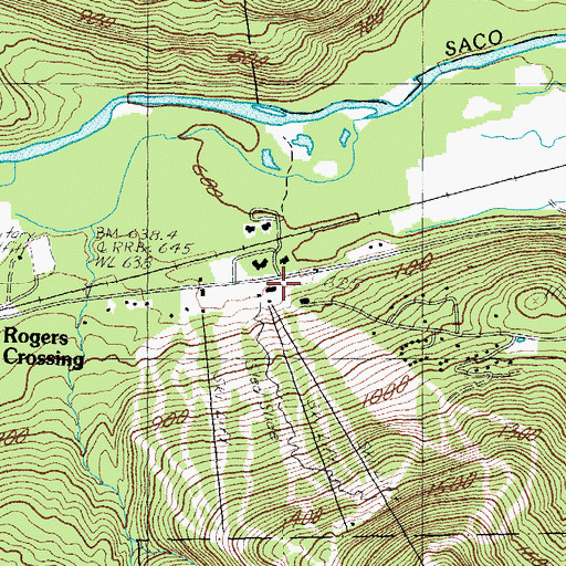 Topographic Map of Attitash Bear Peak Ski Area, NH