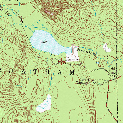 Topographic Map of Basin Pond Campground, NH