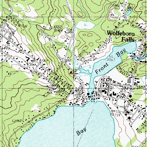 Topographic Map of Bay Street Discount Shopping Center, NH