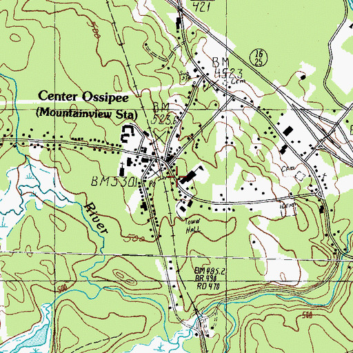 Topographic Map of Center Ossipee Post Office, NH