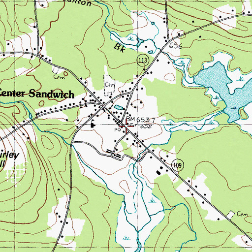 Topographic Map of Center Sandwich Post Office, NH