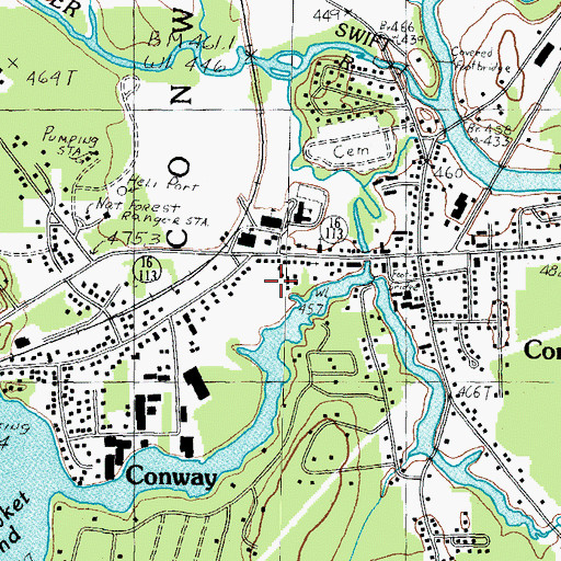 Topographic Map of Conway Post Office, NH