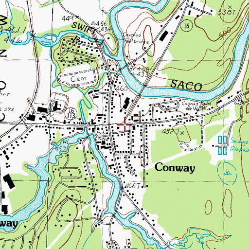 Topographic Map of Conway Public Library, NH