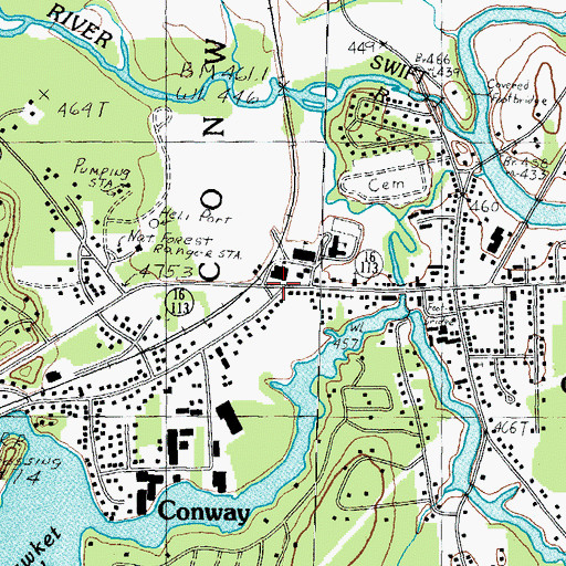 Topographic Map of Conway Village Chamber of Commerce, NH
