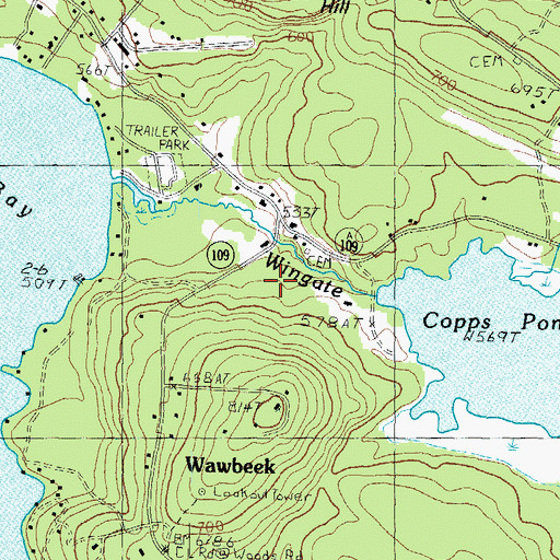 Topographic Map of Copps Pond Wildlife Management Area, NH