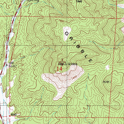 Topographic Map of Gribble Mountain, CO
