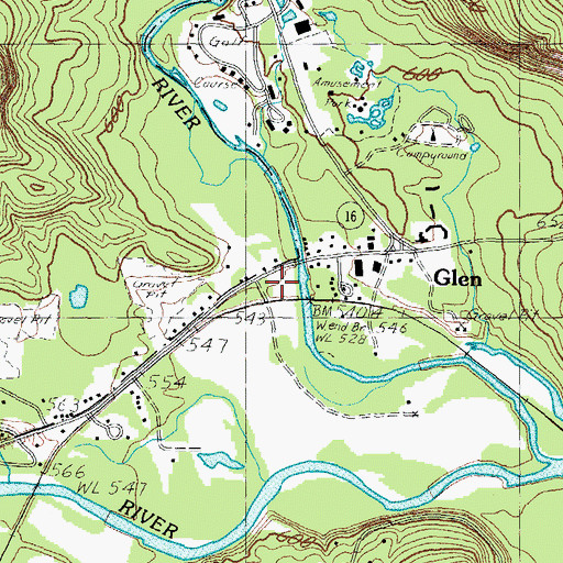 Topographic Map of Glen Post Office, NH