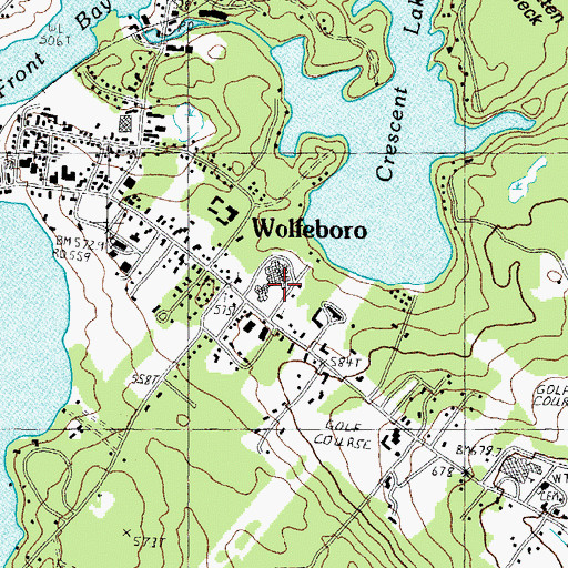 Topographic Map of Huggins Hospital Library, NH