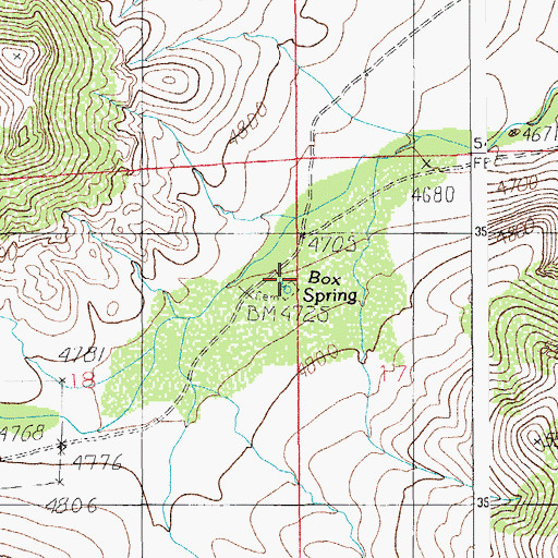 Topographic Map of Box Spring, AZ