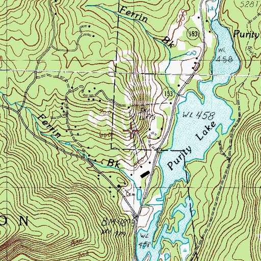 Topographic Map of King Pine Ski Area, NH